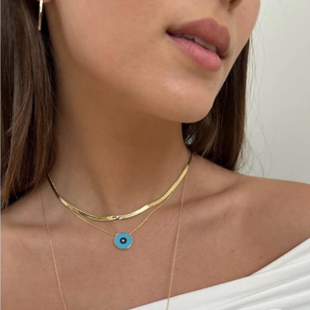 Jennifer Zeuner Karli 14K Gold Hamilton Yellow Gold Herringbone Necklace NEW